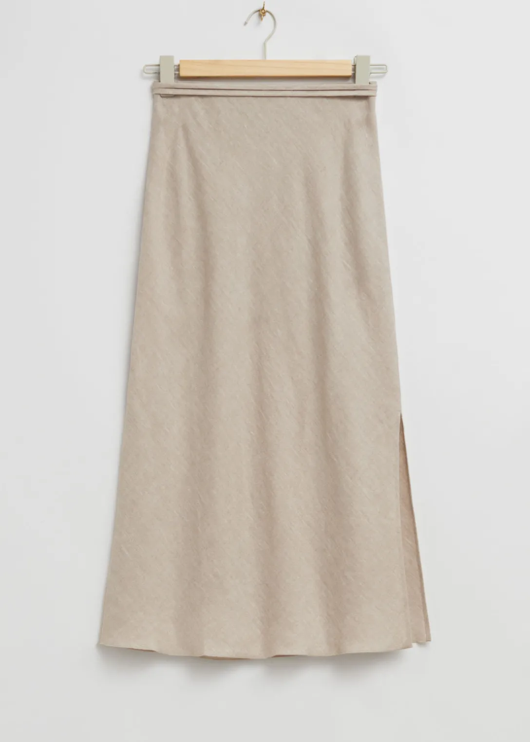 Best Sale & Other Stories Strap Detail Linen Midi Skirt Light Beige