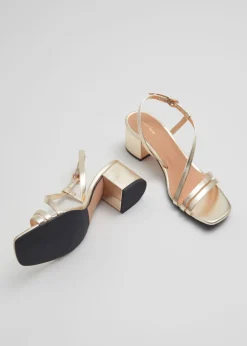 Sale & Other Stories Strappy Block Heel Leather Sandals Gold
