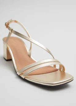 Sale & Other Stories Strappy Block Heel Leather Sandals Gold