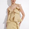 Online & Other Stories Strappy Bustier Frill Top Beige