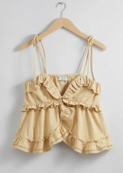 Online & Other Stories Strappy Bustier Frill Top Beige