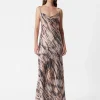 Best & Other Stories Strappy Cowl-Neck Midi Dress White/Black/Orange