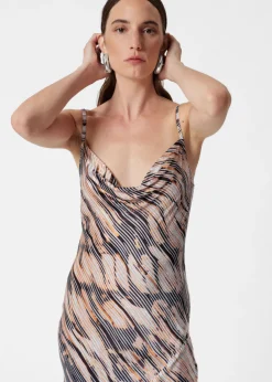 Best & Other Stories Strappy Cowl-Neck Midi Dress White/Black/Orange