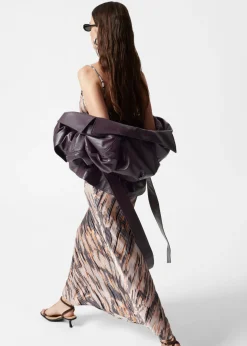 Best & Other Stories Strappy Cowl-Neck Midi Dress White/Black/Orange