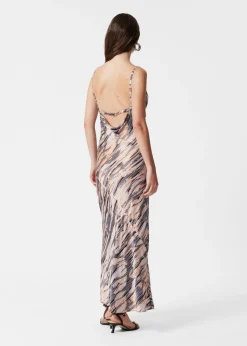 Best & Other Stories Strappy Cowl-Neck Midi Dress White/Black/Orange