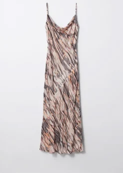 Best & Other Stories Strappy Cowl-Neck Midi Dress White/Black/Orange