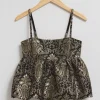 Cheap & Other Stories Strappy Jacquard Top Gold Florals