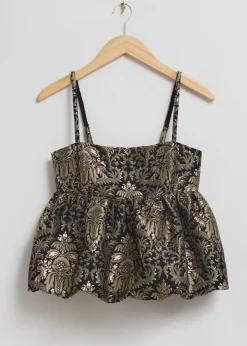 Cheap & Other Stories Strappy Jacquard Top Gold Florals