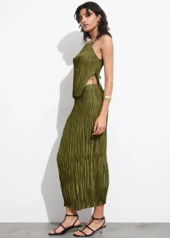 Clearance & Other Stories Strappy Silk Top Green