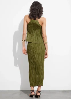 Clearance & Other Stories Strappy Silk Top Green