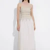Online & Other Stories Strappy Smocked Midi Dress White/Beige