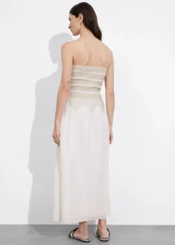 Online & Other Stories Strappy Smocked Midi Dress White/Beige