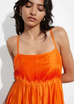 Discount & Other Stories Strappy Tiered Midi Dress Orange