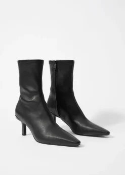 Flash Sale & Other Stories Stretch-Leather Ankle Boots Black Leather