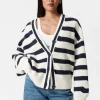 Cheap & Other Stories Striped Knit Cardigan Navy/White