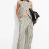 New & Other Stories Striped Tailored Trousers Beige/Black Stripes