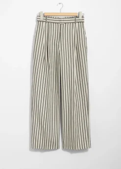 New & Other Stories Striped Tailored Trousers Beige/Black Stripes