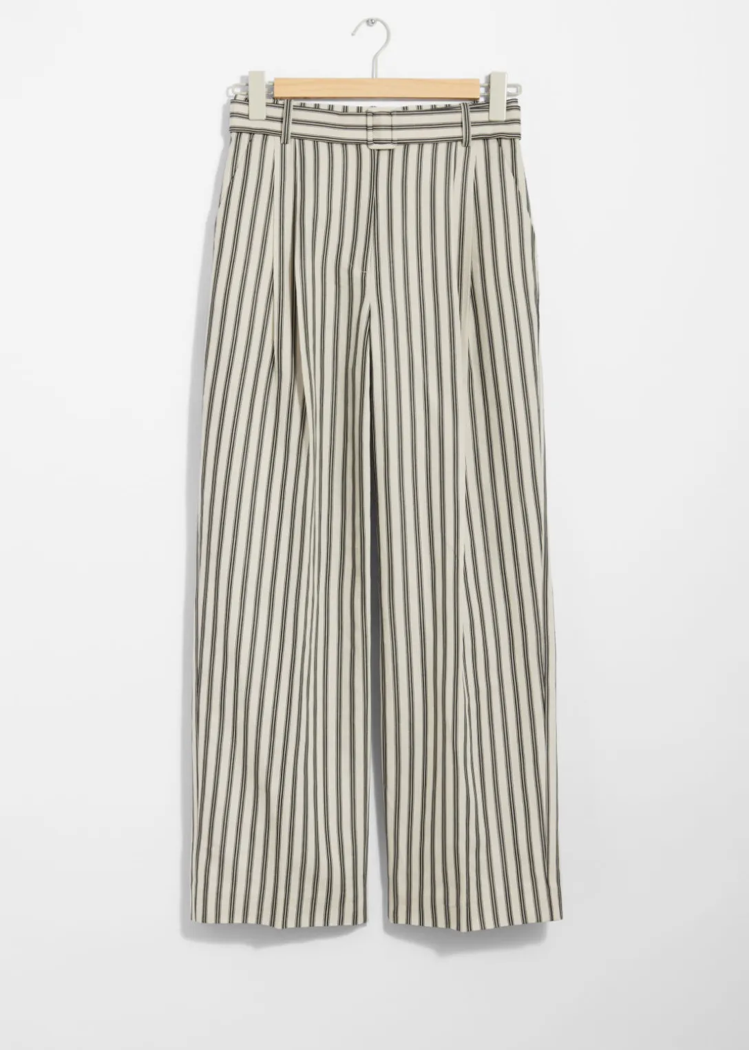 New & Other Stories Striped Tailored Trousers Beige/Black Stripes