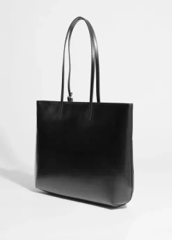 Hot & Other Stories Structured Leather Tote Black
