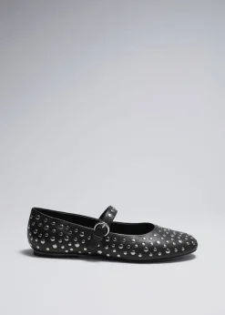 Cheap & Other Stories Studded Leather Ballet Flats