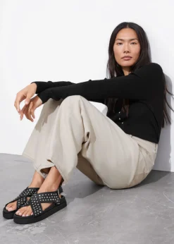 Sale & Other Stories Studded Leather Sandals Black