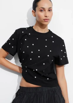 Cheap & Other Stories Studded T-Shirt Black