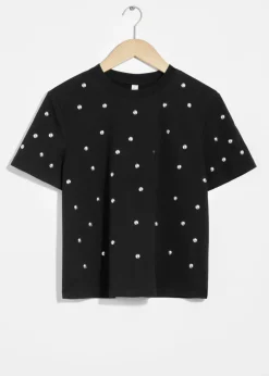Cheap & Other Stories Studded T-Shirt Black