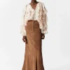 Online & Other Stories Suede Midi Skirt Brown