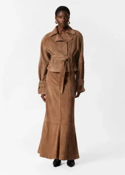 Online & Other Stories Suede Midi Skirt Brown