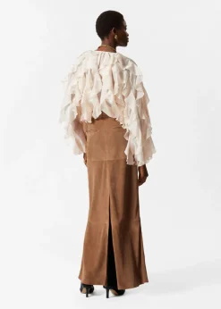 Online & Other Stories Suede Midi Skirt Brown