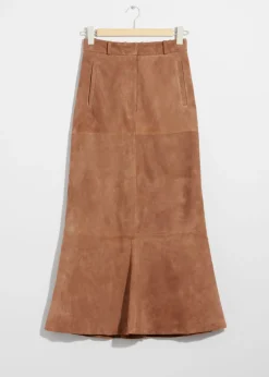 Online & Other Stories Suede Midi Skirt Brown