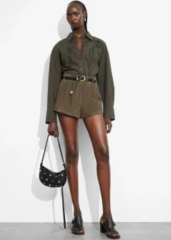 Best & Other Stories Suede Shorts Khaki