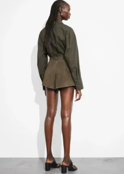 Best & Other Stories Suede Shorts Khaki