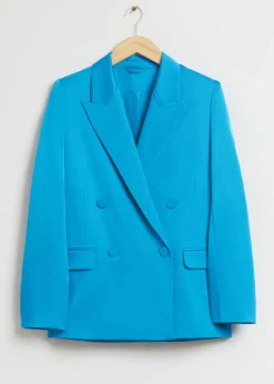 Shop & Other Stories Tailored Double-Breasted Blazer Bright Blue