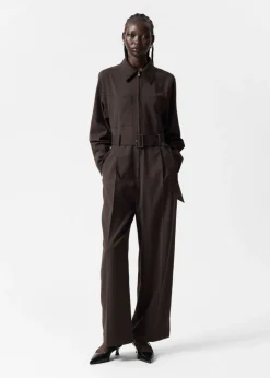 Fashion & Other Stories Tailored Jumpsuit Dark Brown