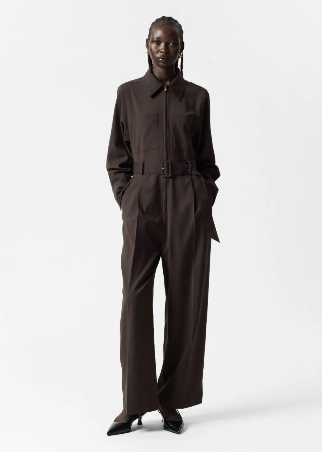 Fashion & Other Stories Tailored Jumpsuit Dark Brown
