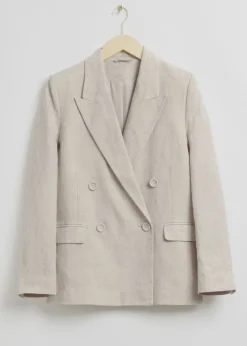 Discount & Other Stories Tailored Linen Blazer Light Beige