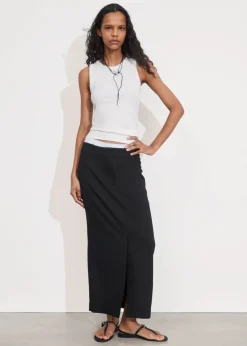 Hot & Other Stories Tailored Pencil Midi Skirt Black
