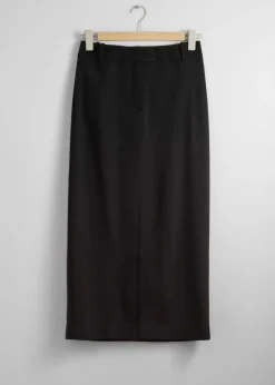 Hot & Other Stories Tailored Pencil Midi Skirt Black