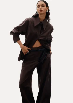 Outlet & Other Stories Tailored Silk-Blend Trousers Brown