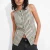 Cheap & Other Stories Tailored Strappy Vest Beige Stripes