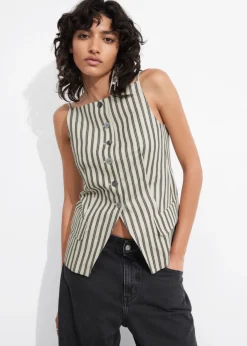 Cheap & Other Stories Tailored Strappy Vest Beige Stripes