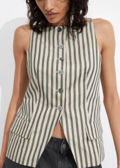 Cheap & Other Stories Tailored Strappy Vest Beige Stripes