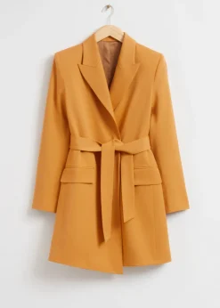 Best Sale & Other Stories Tailored Tie-Waist Blazer Dress Yellow