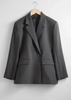 Flash Sale & Other Stories Tailored Wide-Shoulder Blazer Grey