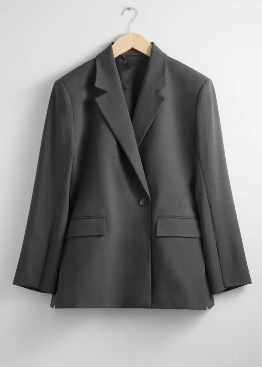 Flash Sale & Other Stories Tailored Wide-Shoulder Blazer Grey