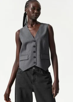 Best & Other Stories Tailored Wool Waistcoat Grey