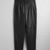 Online & Other Stories Tapered Leather Trousers Black
