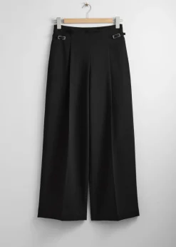 Best Sale & Other Stories Tapered Press Crease Trousers Black