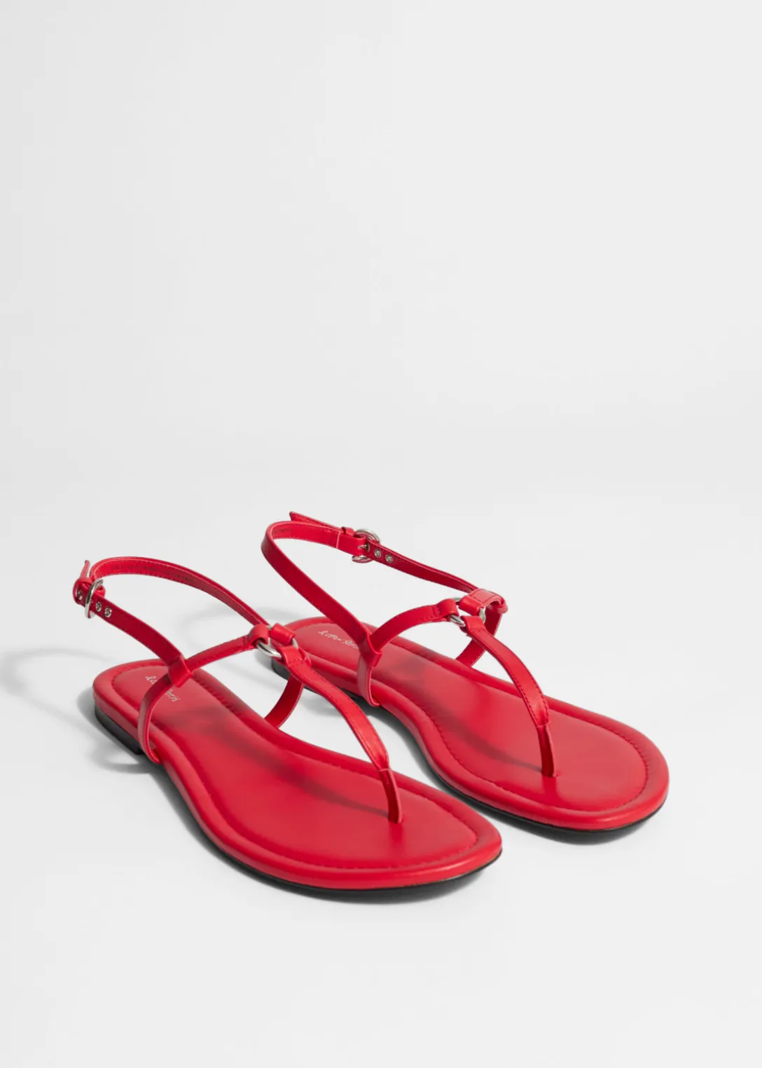 Fashion & Other Stories T-bar Leather Sandals Red
